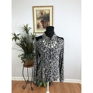 Dance & Marvel Women Top M Long Sleeve Button Up Collared Y2K Dark Academia